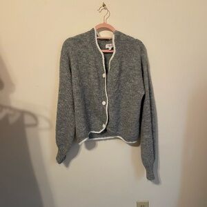 Cozy Gray Button-Up Women's Sweater